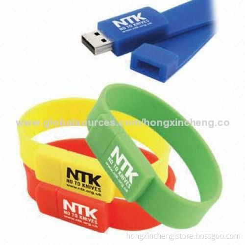 Promotional Bracelet USB Flash Drives, Rubber Housing, Available in Various Colors